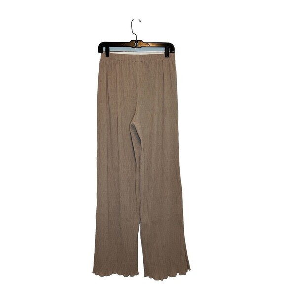 C/Meo Collective Beige Textured Pull On High Waist Wide Leg Trouser Pant Women M - Picture 3 of 10